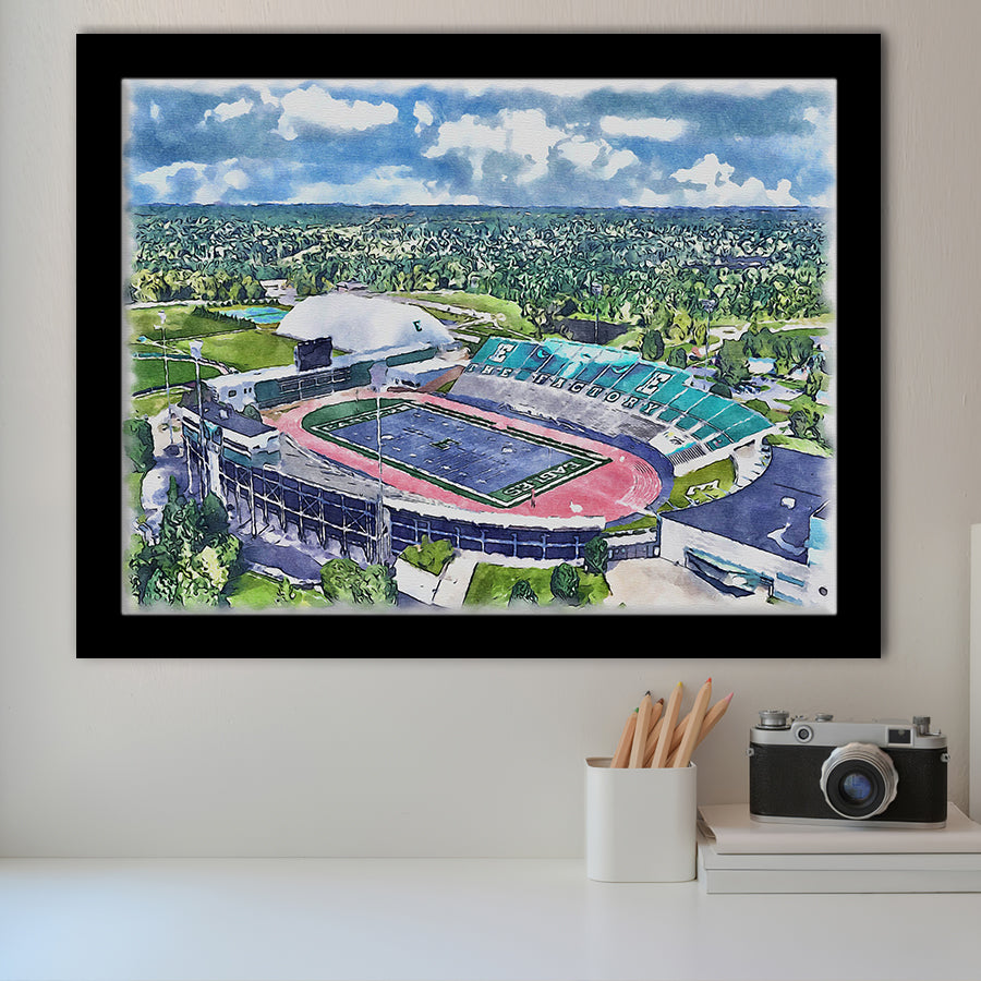 Rynearson Stadium WaterColor Framed Art Prints, Ypsilanti Michigan Watercolor, Stadium Art Gifts