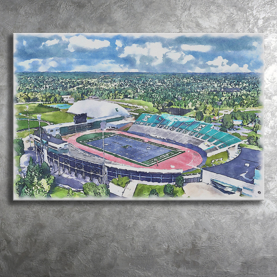 Rynearson Stadium WaterColor Canvas Prints, Ypsilanti Michigan Watercolor, Stadium Art Gifts