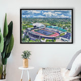 Rynearson Stadium WaterColor Framed Canvas Prints, Ypsilanti Michigan Watercolor, Stadium Art Gifts, Floating Frame
