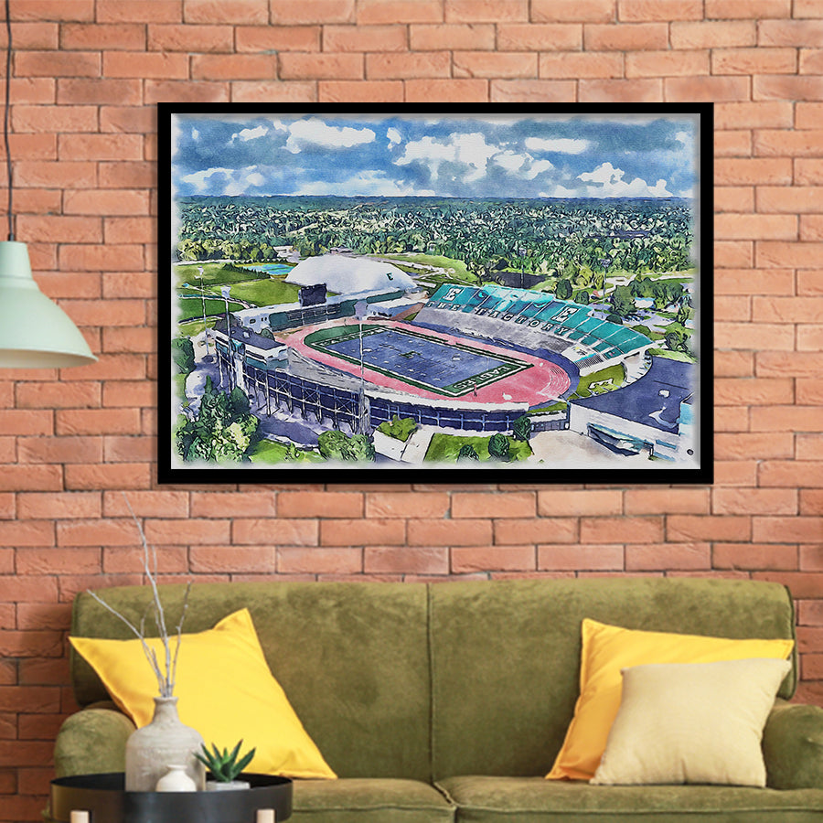 Rynearson Stadium WaterColor Framed Art Prints, Ypsilanti Michigan Watercolor, Stadium Art Gifts