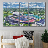 Rynearson Stadium WaterColor 5 Panels B Mixed Canvas Prints, Extra Large, Ypsilanti Michigan Watercolor