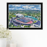 Rynearson Stadium WaterColor Framed Canvas Prints, Ypsilanti Michigan Watercolor, Stadium Art Gifts, Floating Frame
