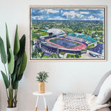 Rynearson Stadium WaterColor Framed Canvas Prints, Ypsilanti Michigan Watercolor, Stadium Art Gifts, Floating Frame