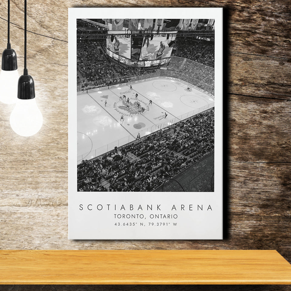 Scotiabank Arena Toronto Maple Leafs, Stadium Print For Ice Hockey Lovers, Black And White, Canvas Print Wall Art