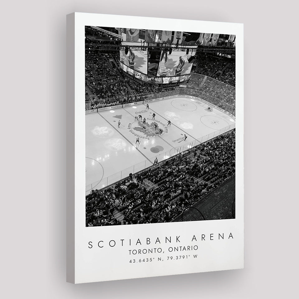 Scotiabank Arena Toronto Maple Leafs, Stadium Print For Ice Hockey Lovers, Black And White, Canvas Print Wall Art