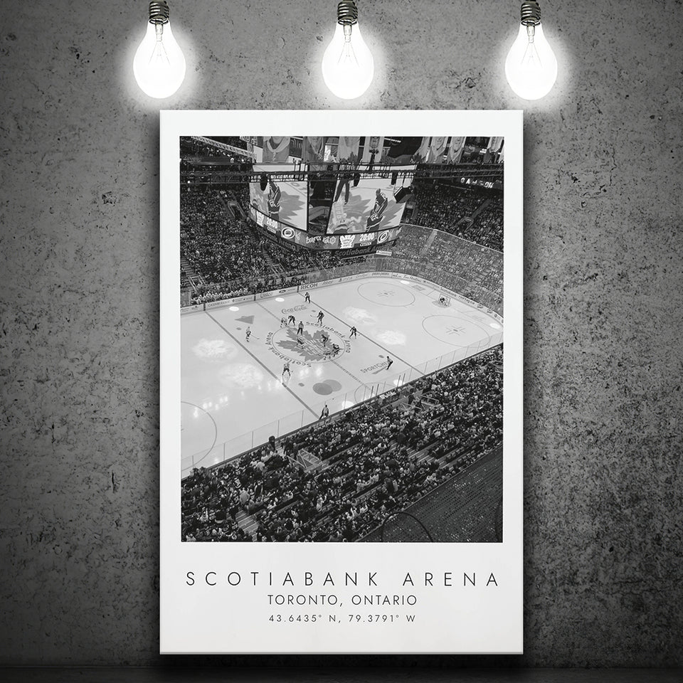 Scotiabank Arena Toronto Maple Leafs, Stadium Print For Ice Hockey Lovers, Black And White, Canvas Print Wall Art