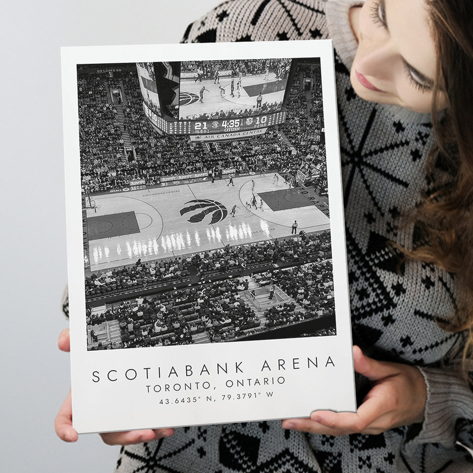 Scotiabank Arena Toronto Raptors, Stadium Print For Basketball Lovers, Black And White, Canvas Print Wall Art
