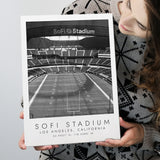 Sofi Stadium Los Angeles Rams, Stadium Print For Football Lovers, Black And White, Canvas Print Wall Art