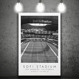 Sofi Stadium Los Angeles Rams, Stadium Print For Football Lovers, Black And White, Canvas Print Wall Art