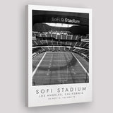 Sofi Stadium Los Angeles Rams, Stadium Print For Football Lovers, Black And White, Canvas Print Wall Art