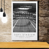 Sofi Stadium Los Angeles Rams, Stadium Print For Football Lovers, Black And White, Canvas Print Wall Art