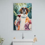 Saint Bernard Dog Holding The Cup Of Red Wine Canvas Prints Wall Art, Bathroom Art Decor,