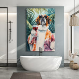 Saint Bernard Dog Holding The Cup Of Red Wine Canvas Prints Wall Art, Bathroom Art Decor,