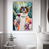 Saint Bernard Dog Holding The Cup Of Red Wine Canvas Prints Wall Art, Bathroom Art Decor,