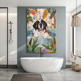 Saint Bernard Happy In Bathtub Bathroom Decor Print Canvas Prints Wall Art, Bathroom Art Decor,