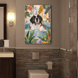 Saint Bernard Happy In Bathtub Bathroom Decor Print Canvas Prints Wall Art, Bathroom Art Decor,