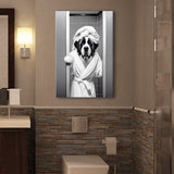 Saint Bernard Canvas Prints Wall Art, Funny Bathroom Decor, Animal in toilet