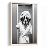 Saint Bernard Framed Canvas Prints Wall Art, Funny Bathroom Decor, Animal In Toilet