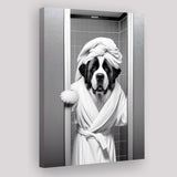Saint Bernard Canvas Prints Wall Art, Funny Bathroom Decor, Animal in toilet