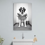 Saint Bernard Canvas Prints Wall Art, Funny Bathroom Decor, Saint Bernard in Toilet
