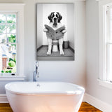 Saint Bernard Canvas Prints Wall Art, Funny Bathroom Decor, Saint Bernard in Toilet