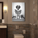 Saint Bernard Canvas Prints Wall Art, Funny Bathroom Decor, Saint Bernard in Toilet