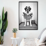 Saint Bernard Framed Canvas Prints Wall Art, Funny Bathroom Decor, Saint Bernard In Toilet