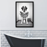 Saint Bernard Framed Art Print Wall Decor, Funny Bathroom Decor, Saint Bernard In Toilet