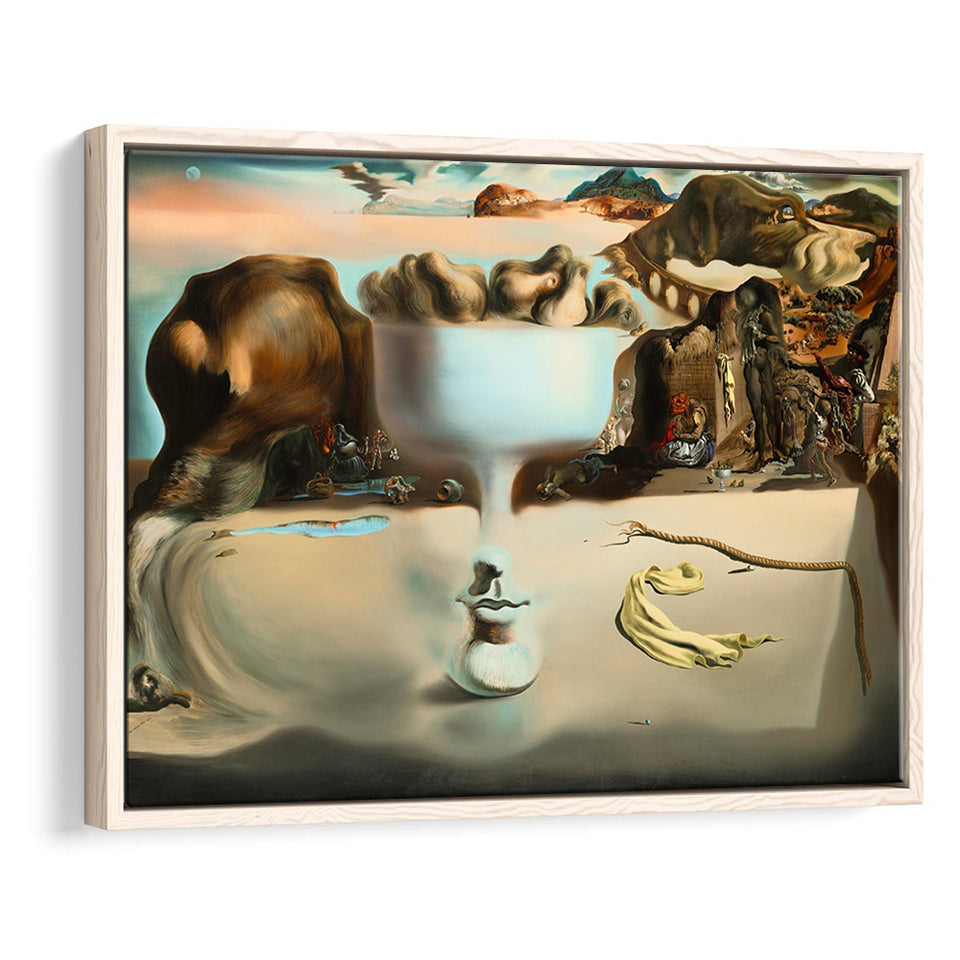 Salvador Dali Apparition Of Face And Fruit Dish On A Beach, Framed Canvas Print Wall Art Decor,Floating Frame