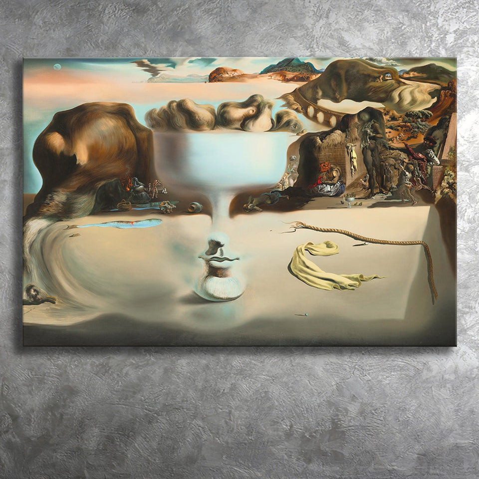 Salvador Dali Apparition of Face and Fruit Dish on a Beach, Canvas Print Wall Art Decor, Landscape Art Print
