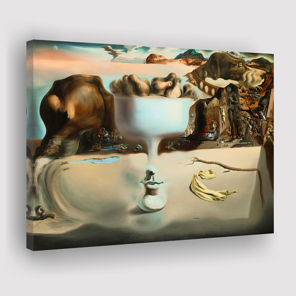 Salvador Dali Apparition of Face and Fruit Dish on a Beach, Canvas Print Wall Art Decor, Landscape Art Print