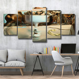 Salvador Dali Apparition Of Face And Fruit Dish On A Beach, Multi Panel Canvas Print Wall Art Decor, 5 Mixed Panel