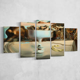 Salvador Dali Apparition Of Face And Fruit Dish On A Beach, Multi Panel Canvas Print Wall Art Decor, 5 Mixed Panel