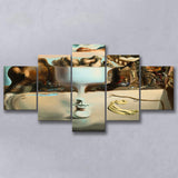 Salvador Dali Apparition Of Face And Fruit Dish On A Beach, Multi Panel Canvas Print Wall Art Decor, 5 Mixed Panel