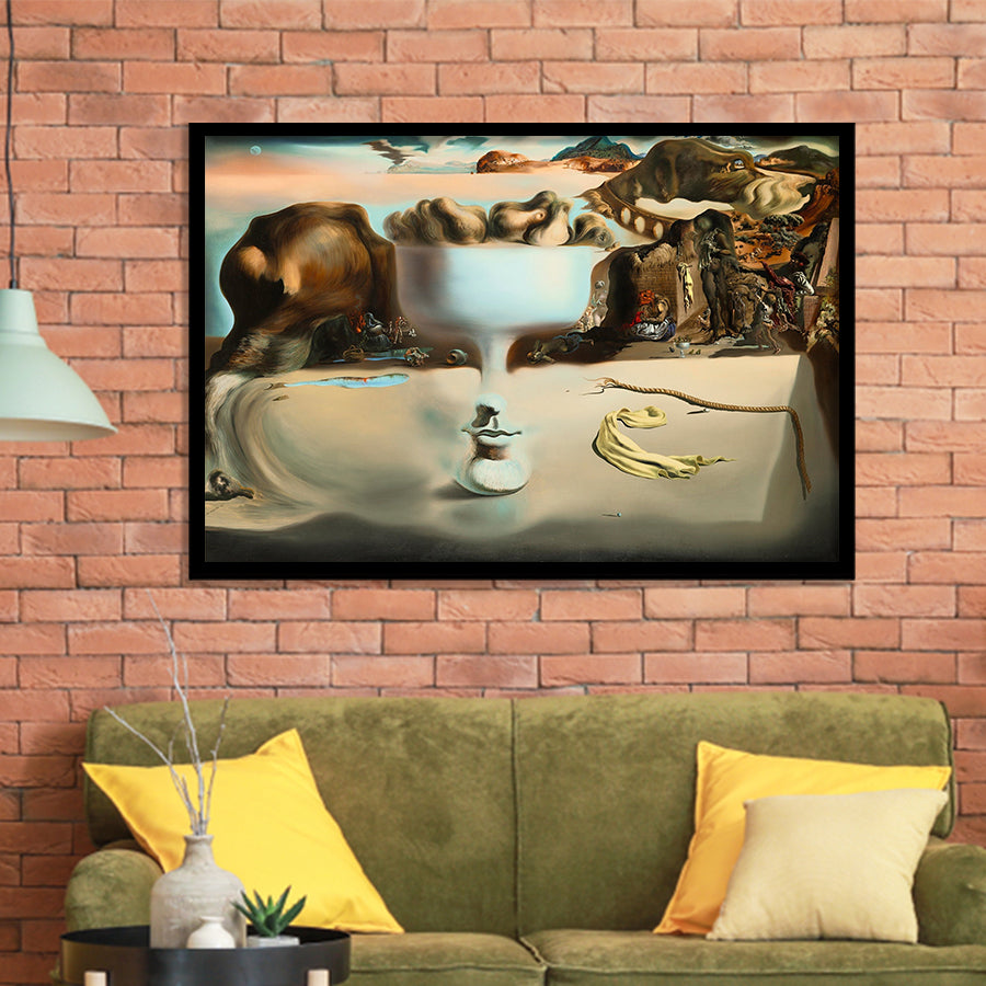 Salvador Dali Apparition Of Face And Fruit Dish On A Beach, Framed Art Print Wall Decor, Framed Picture