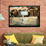 Salvador Dali Apparition Of Face And Fruit Dish On A Beach, Framed Art Print Wall Decor, Framed Picture