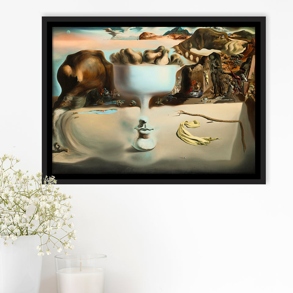 Salvador Dali Apparition Of Face And Fruit Dish On A Beach, Framed Canvas Print Wall Art Decor,Floating Frame