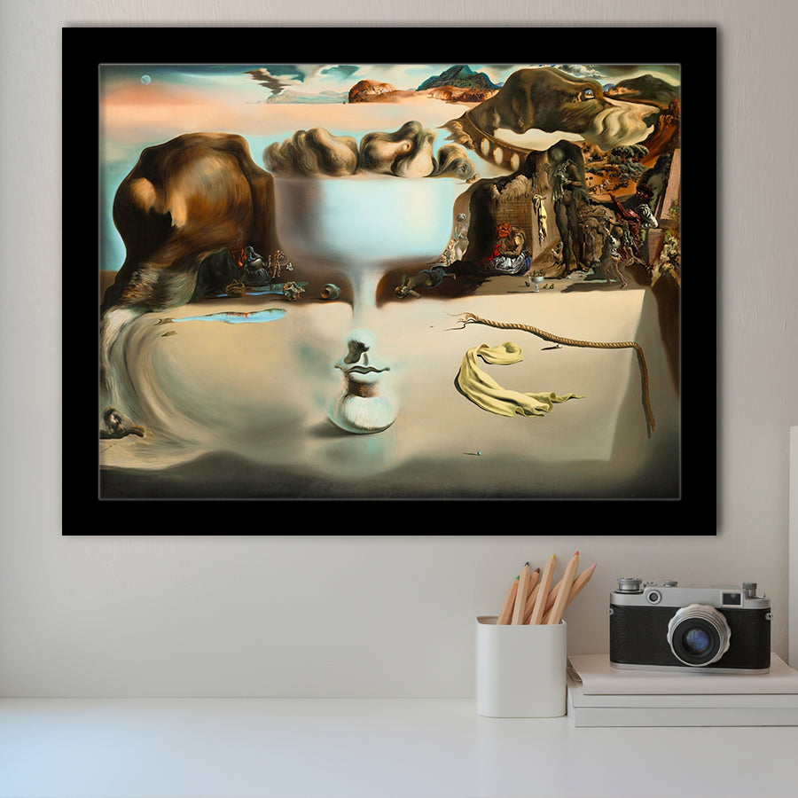 Salvador Dali Apparition Of Face And Fruit Dish On A Beach, Framed Art Print Wall Decor, Framed Picture