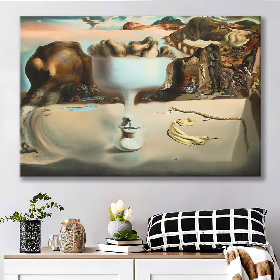 Salvador Dali Apparition of Face and Fruit Dish on a Beach, Canvas Print Wall Art Decor, Landscape Art Print