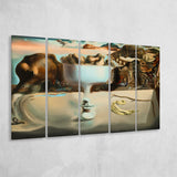 Salvador Dali Apparition Of Face And Fruit Dish On A Beach, Extra Large Multi 5 Panel Canvas Print Wall Art Decor