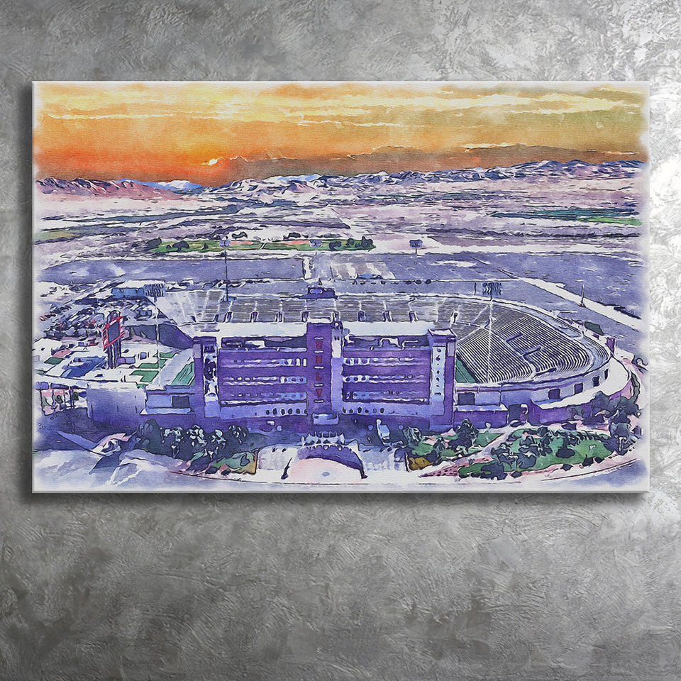 Sam Boyd Stadium WaterColor Canvas Prints, Clark County Nevada Watercolor, Stadium Art Gifts