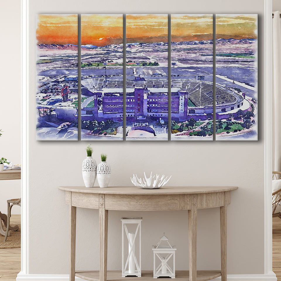 Sam Boyd Stadium WaterColor 5 Panels B Mixed Canvas Prints, Extra Large, Clark County Nevada Watercolor