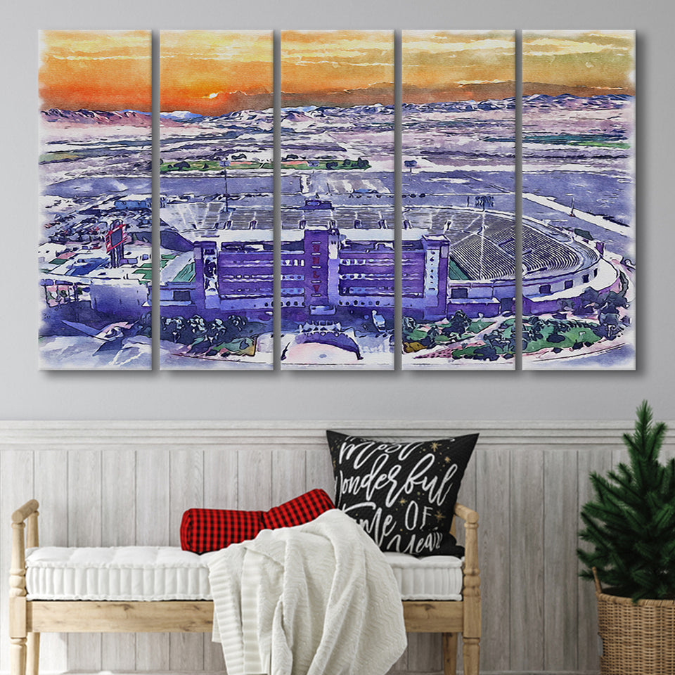 Sam Boyd Stadium WaterColor 5 Panels B Mixed Canvas Prints, Extra Large, Clark County Nevada Watercolor