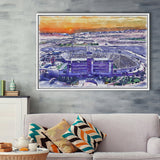 Sam Boyd Stadium WaterColor Framed Canvas Prints, Clark County Nevada Watercolor, Stadium Art Gifts, Floating Frame