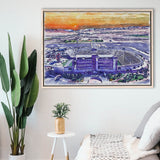 Sam Boyd Stadium WaterColor Framed Canvas Prints, Clark County Nevada Watercolor, Stadium Art Gifts, Floating Frame