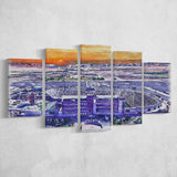 Sam Boyd Stadium WaterColor 5 Panels Mix Canvas Prints, Clark County Nevada Watercolor, Large Stadium Canvas