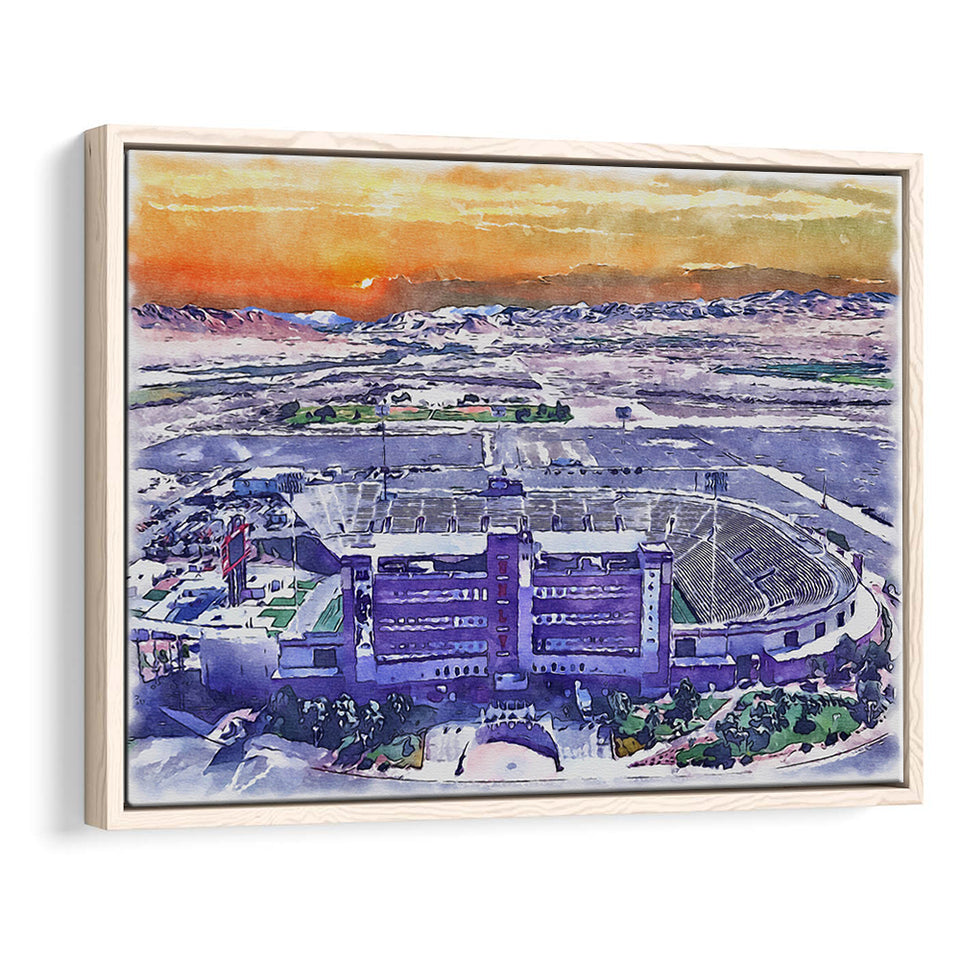 Sam Boyd Stadium WaterColor Framed Canvas Prints, Clark County Nevada Watercolor, Stadium Art Gifts, Floating Frame