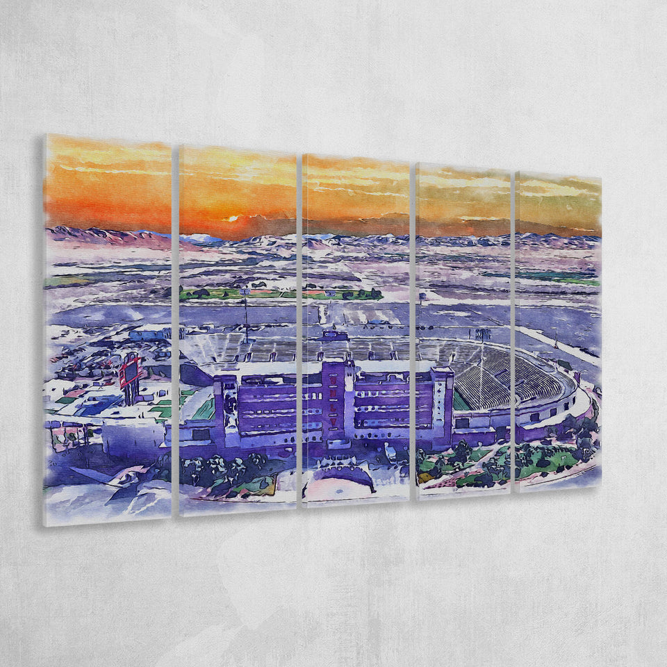 Sam Boyd Stadium WaterColor 5 Panels B Mixed Canvas Prints, Extra Large, Clark County Nevada Watercolor