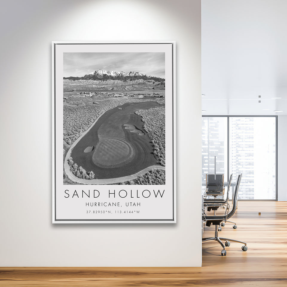 Sand Hollow Golf Course, Hole 4, Utah, Golf Art Print, Floating Frame, Framed Canvas Print Wall Art