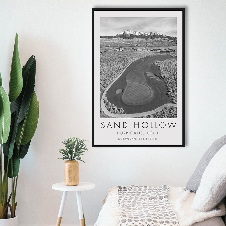 Sand Hollow Golf Course, Hole 4, Utah, Golf Art Print, Floating Frame, Framed Canvas Print Wall Art